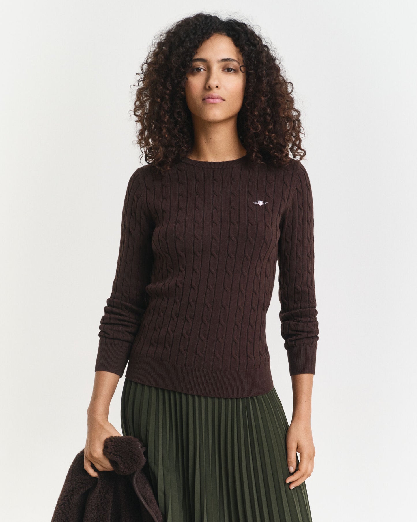 Pull Ras du Cou en Maille Torsadée en Coton Extensible