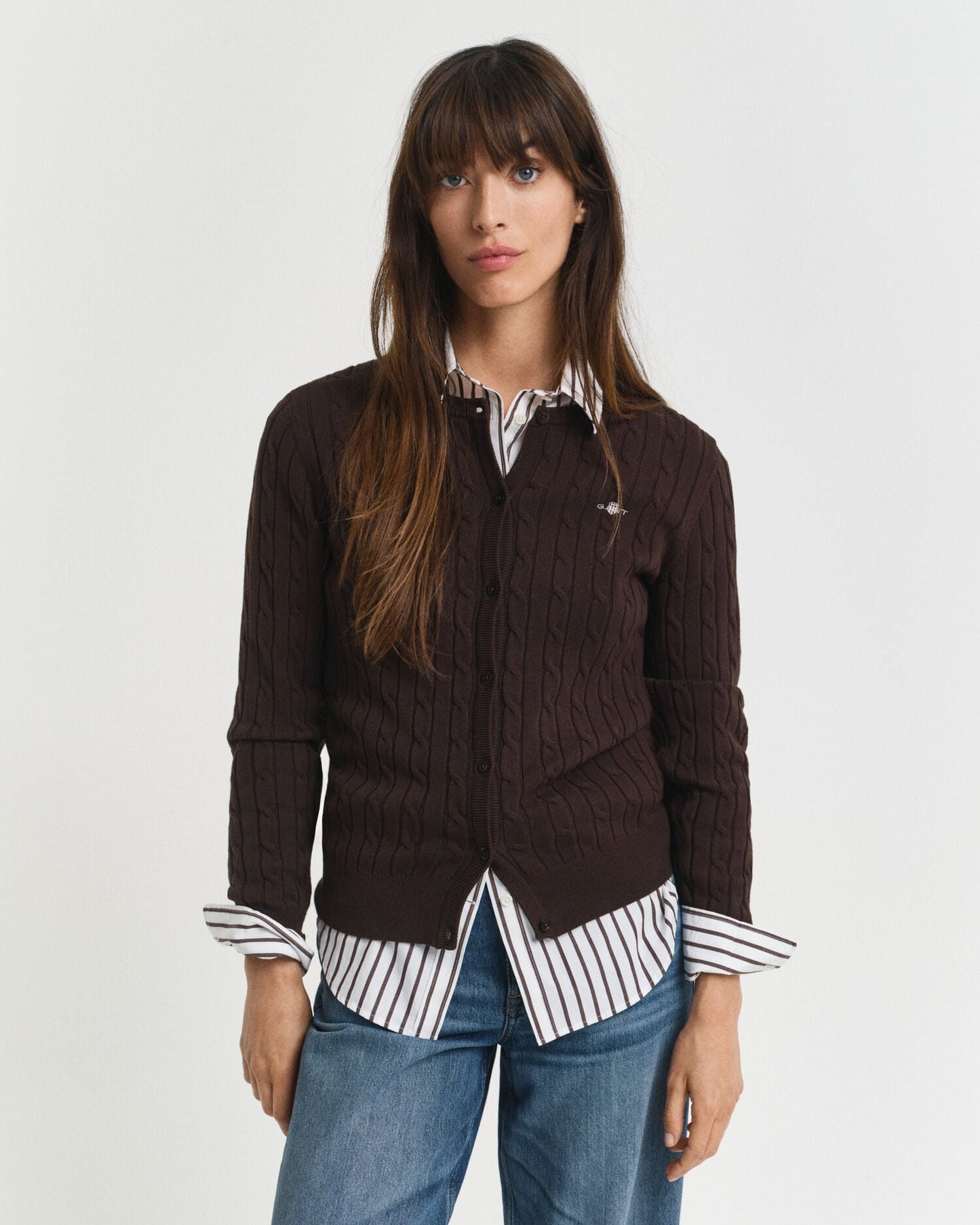 Cardigan en tricot torsadé de coton stretch