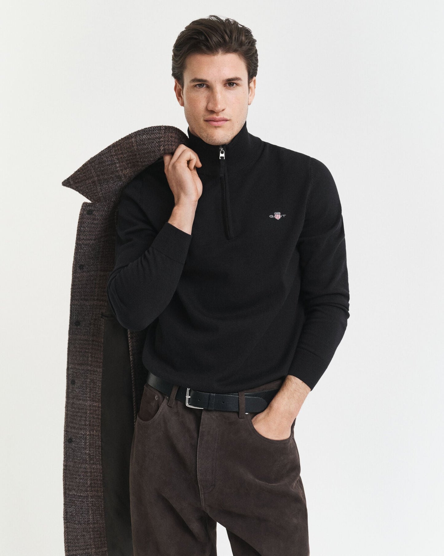 Pull demi-zippé en coton classique