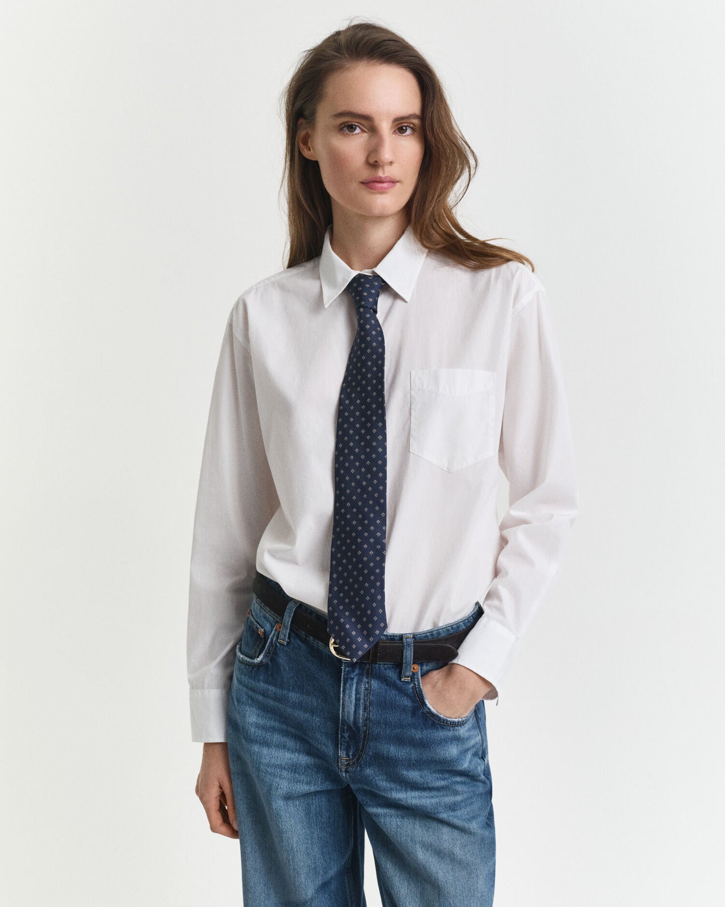 Chemise classique en popeline à coupe décontractée