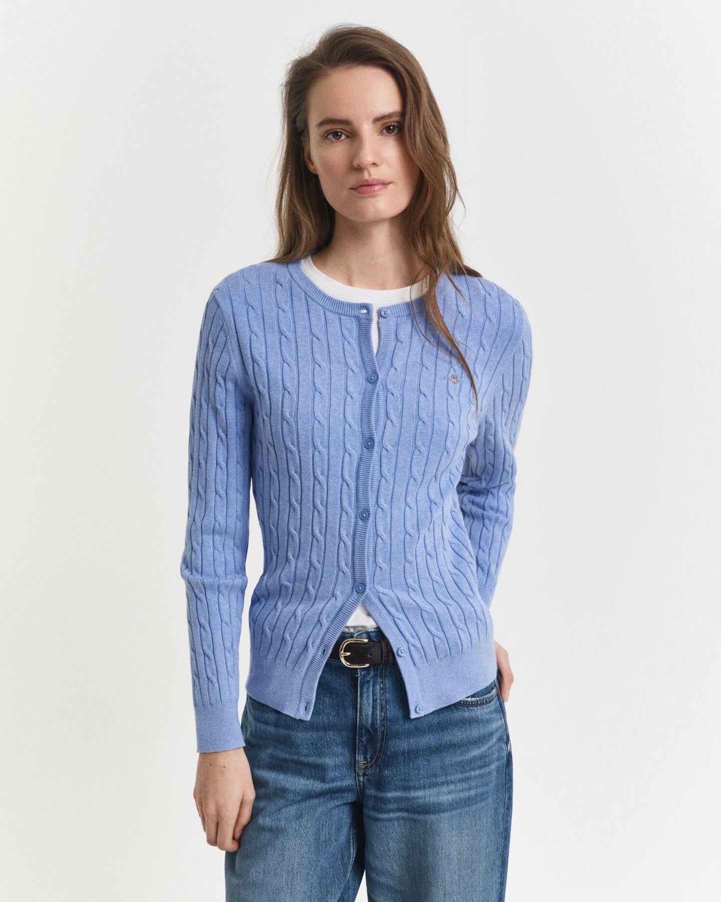 Cardigan en tricot torsadé de coton stretch