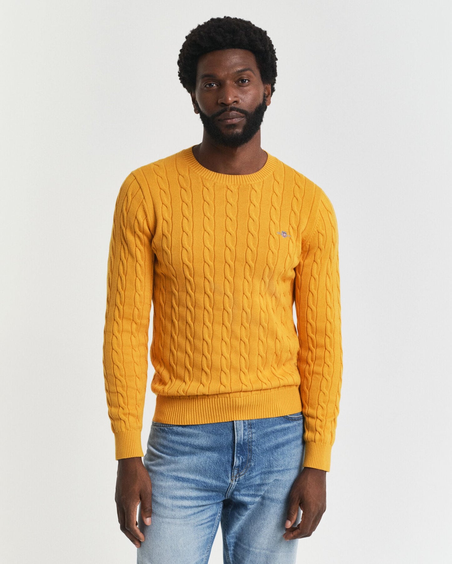 Pullover aus Baumwoll-Zopfstrick mit Rundhalsausschnitt