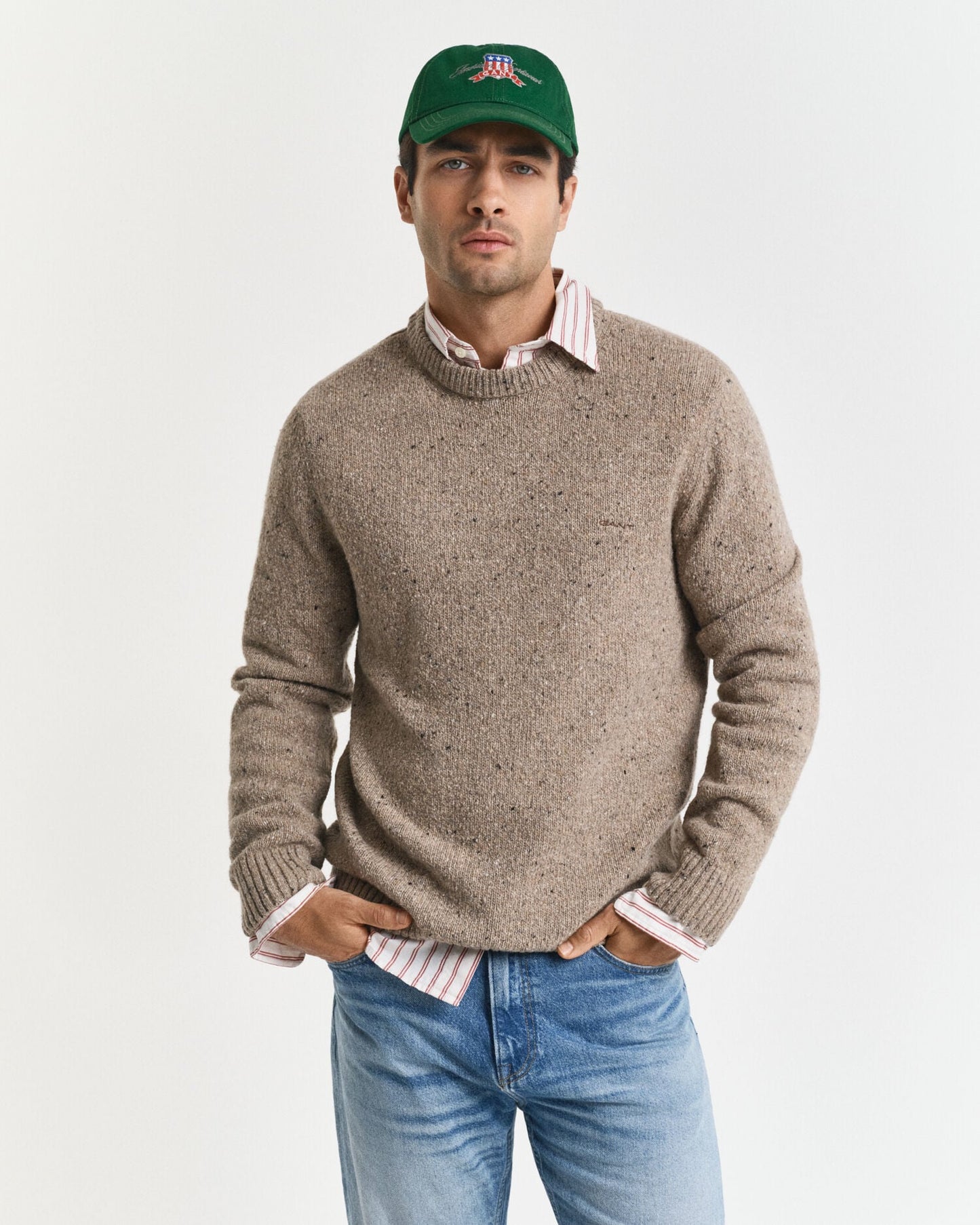Pull ras-du-cou en maille de laine mélangée à pois