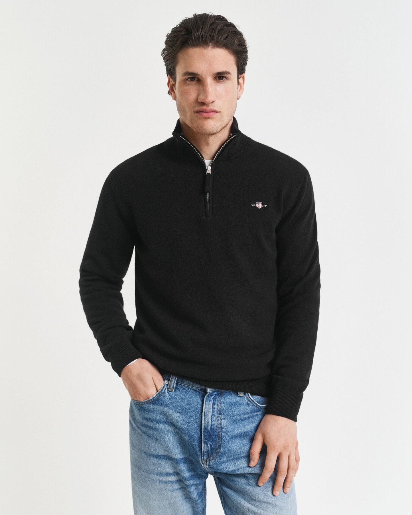 Superfeiner Lammwoll-Half-Zip-Pullover