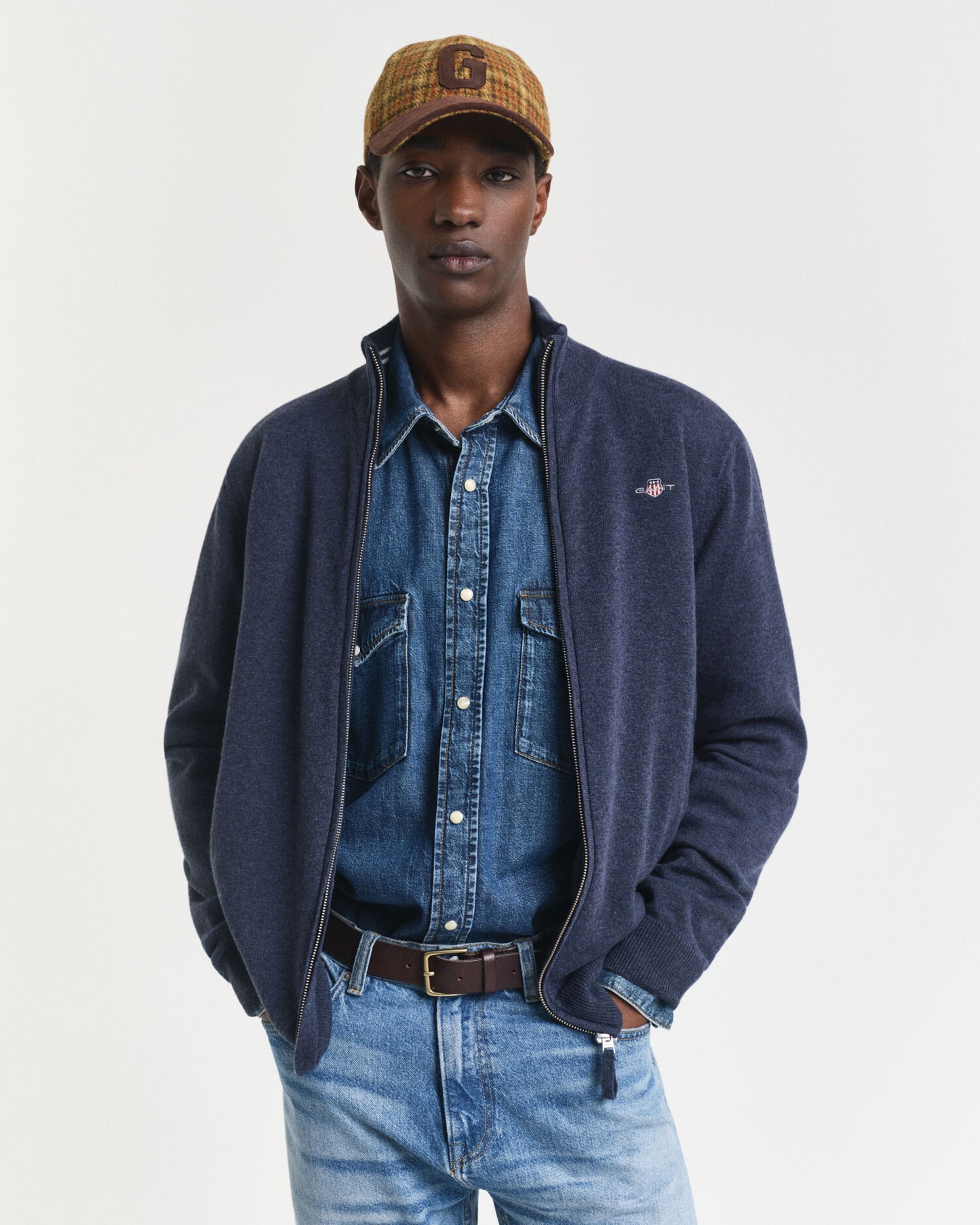 Cardigan zippé en laine d'agneau ultra-fine