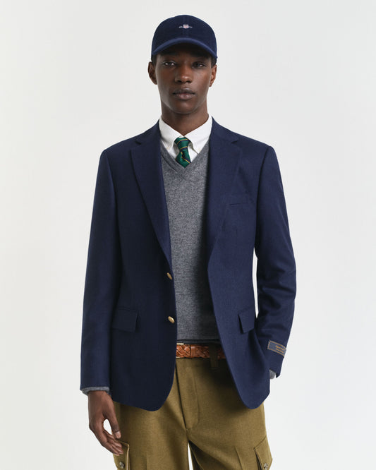 Blazer en flanelle de laine coupe ajustée