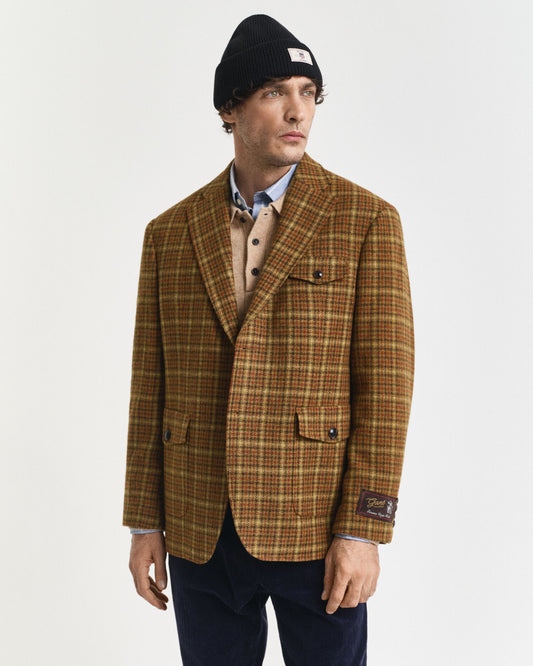 Veste de tailleur en tweed à carreaux coupe décontractée