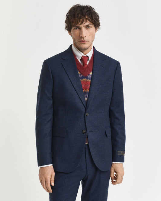 Veste de costume ajustée en flanelle à chevrons