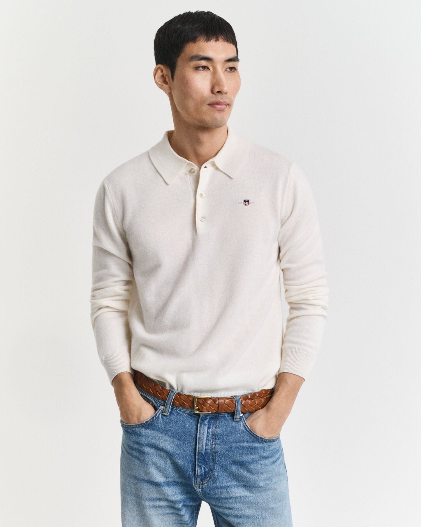 Polo-Pullover aus extrafeiner Lammwolle
