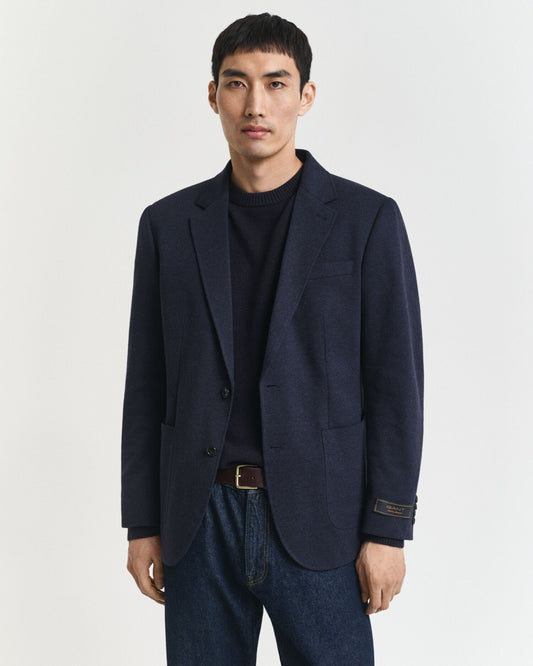 Blazer en jersey piqué bicolore coupe ajustée