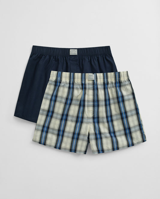 Lot de 2 boxers, un à carreaux et un uni
