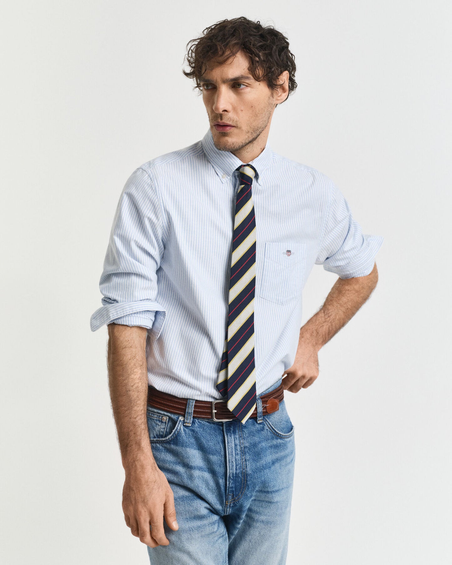 Regular Fit Hemd aus klassischem Oxford-Stoff mit Banker-Streifen